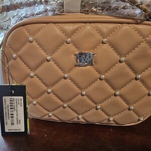Badgley Mischka Tan Quilted Crossbody Bag